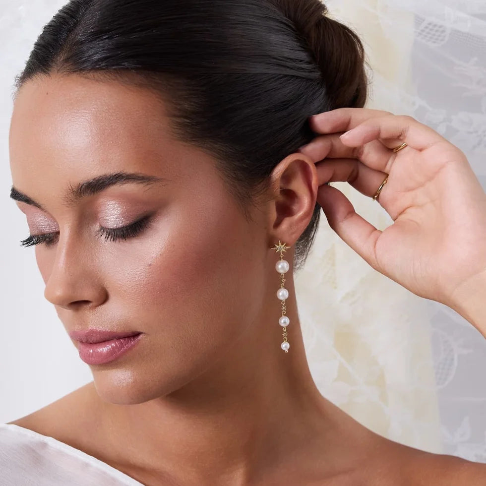 Pendientes estrellas y perlas