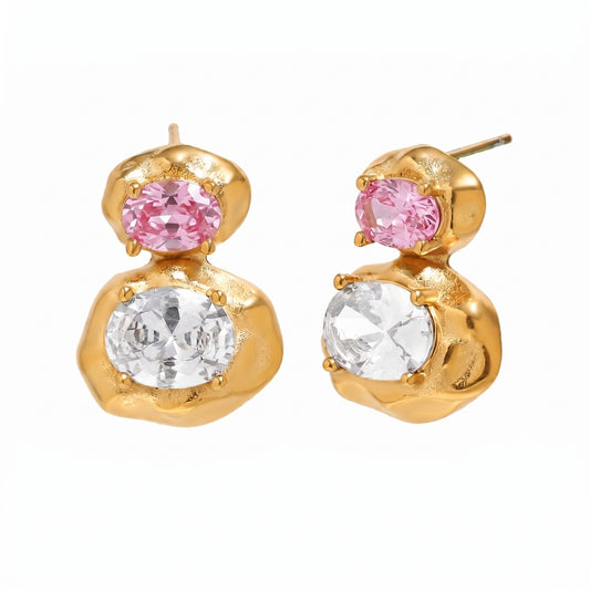 Pendientes martillados circonitas