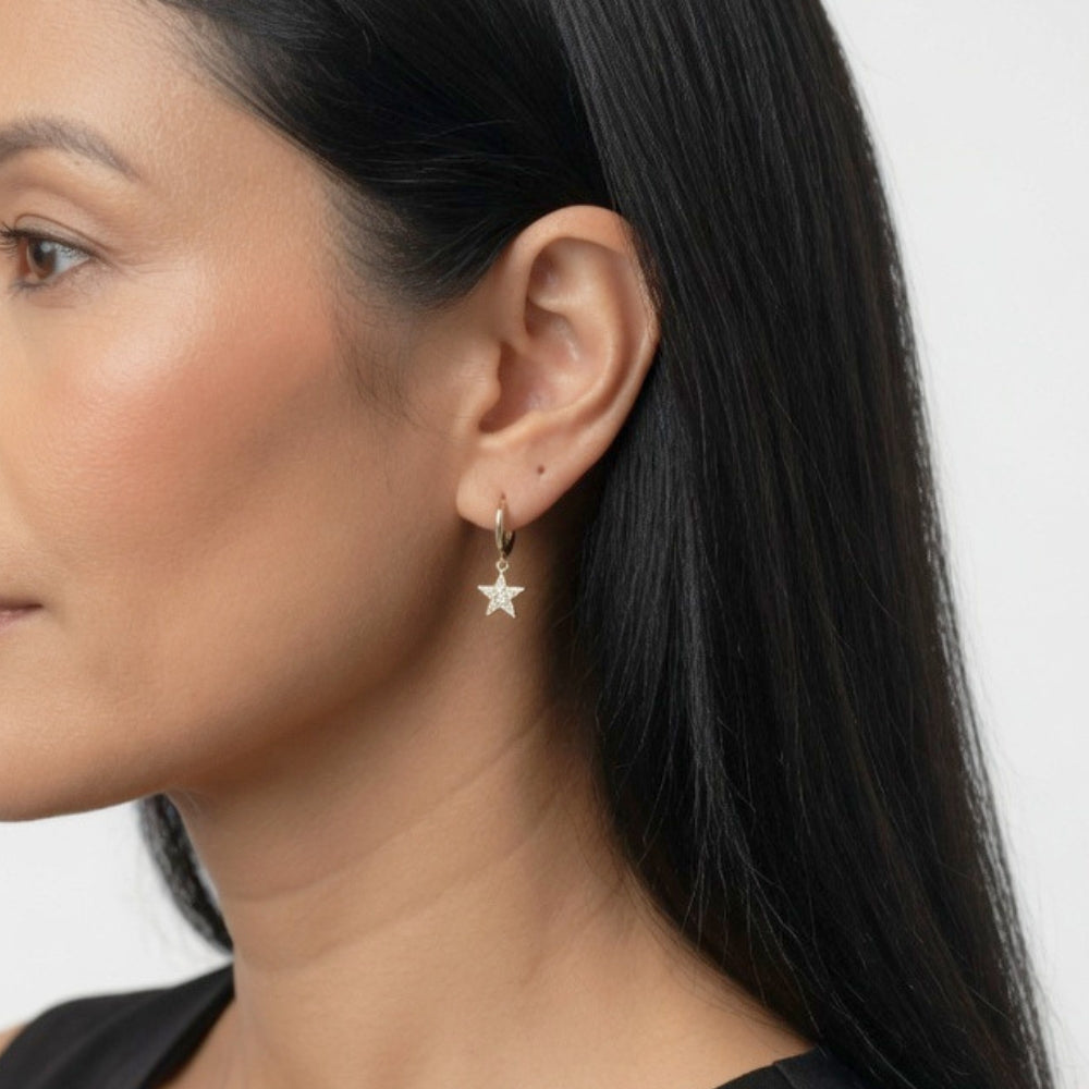 Pendientes Estrella aros circonitas
