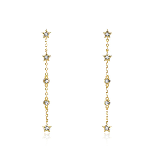 Pendientes Estrellas y Circonitas largos