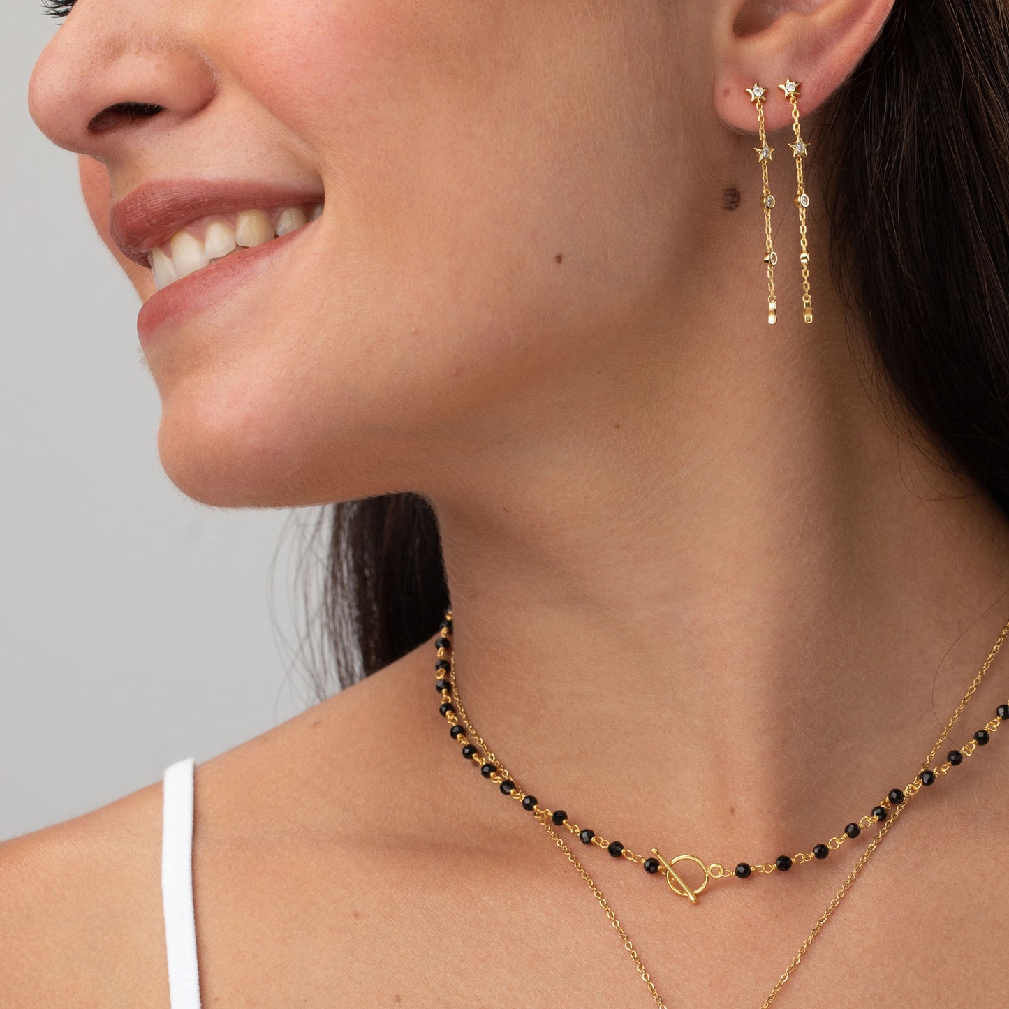 Pendientes Estrellas y Circonitas largos