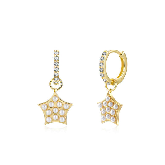 Aros Estrella Circonitas y Perlas