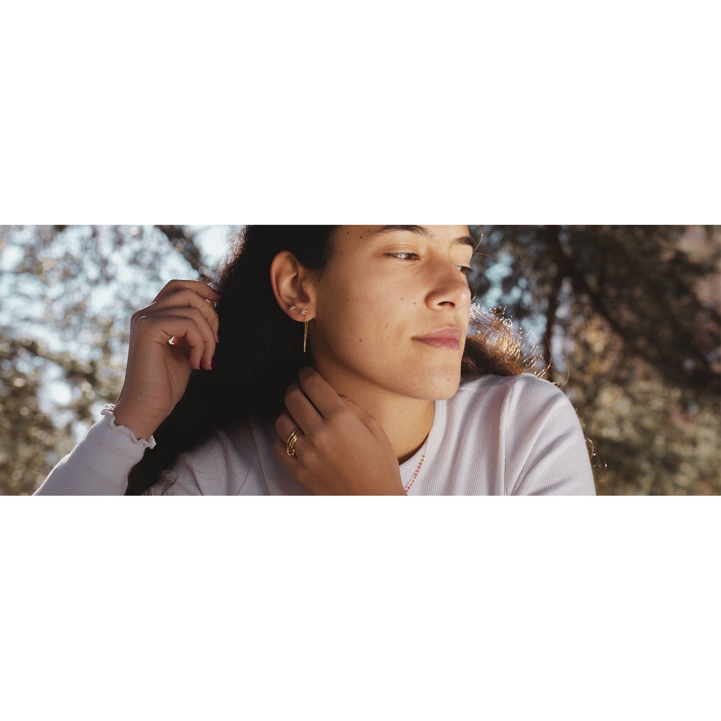 Pendientes Cadena Circonita Flor