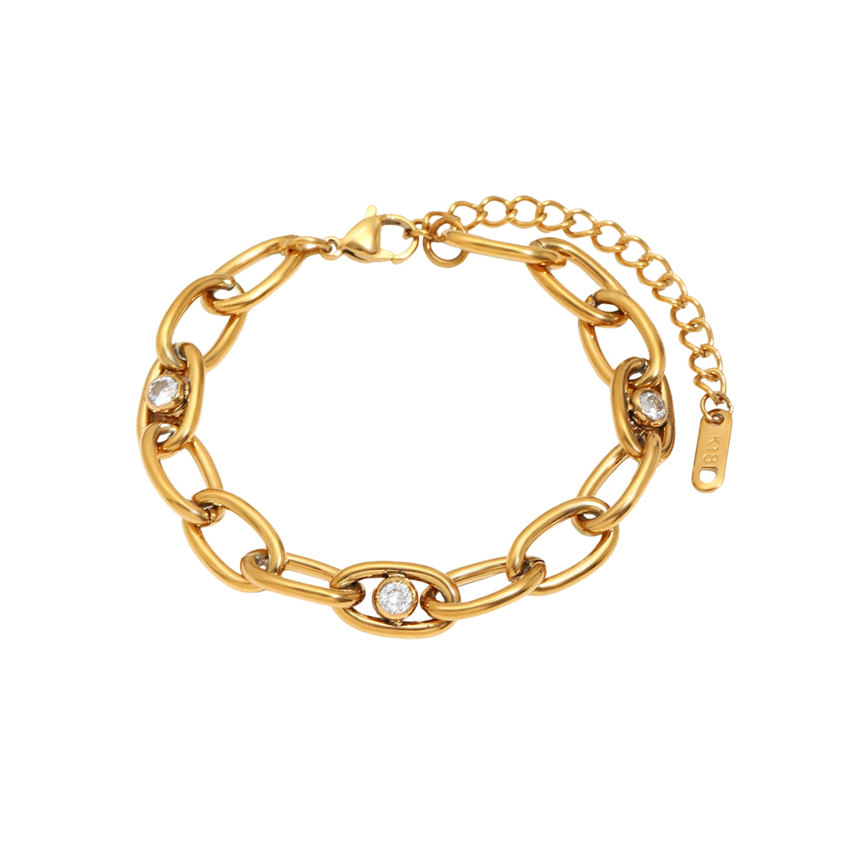 Pulsera acero eslabones con circonitas