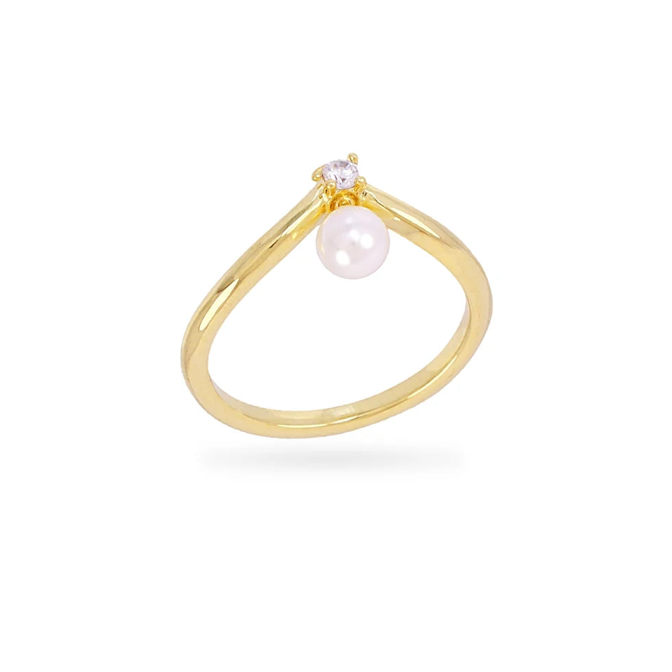 Anillo perla y circonita