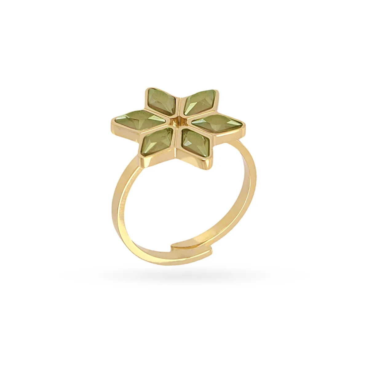 Anillo flor piedra verde
