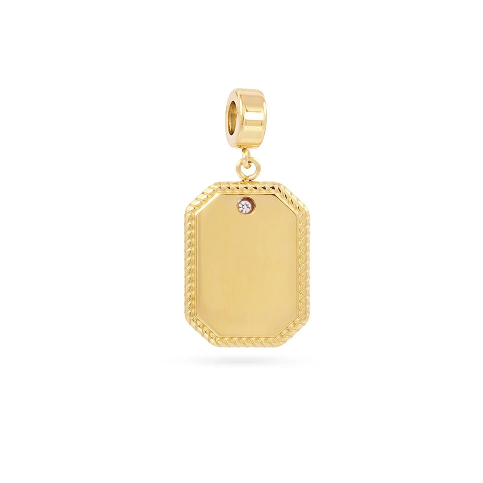 Charm medalla rectangular brillo