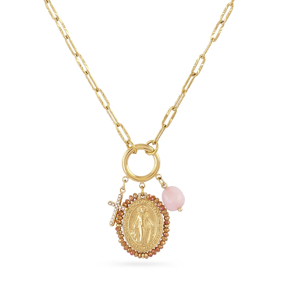 Collar Virgen Milagrosa abalorios