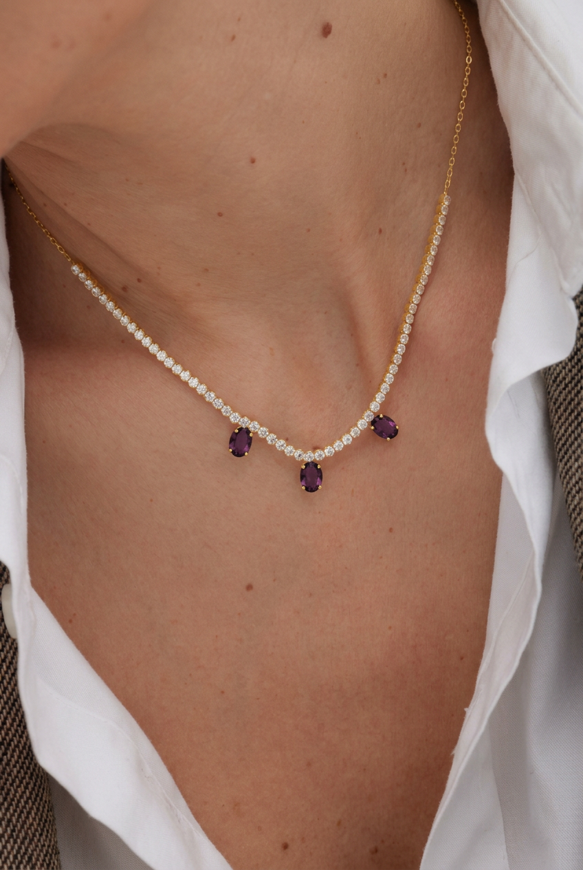 Collar piedras burdeos VC