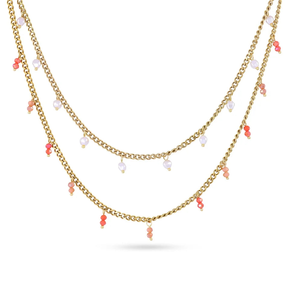 Collar Doble coral