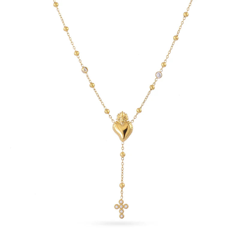 Collar Corbatero Corazón y Cruz