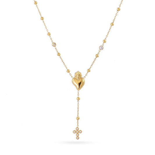 Collar Corbatero Corazón y Cruz