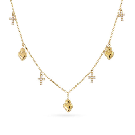 Collar Corazones y Cruces