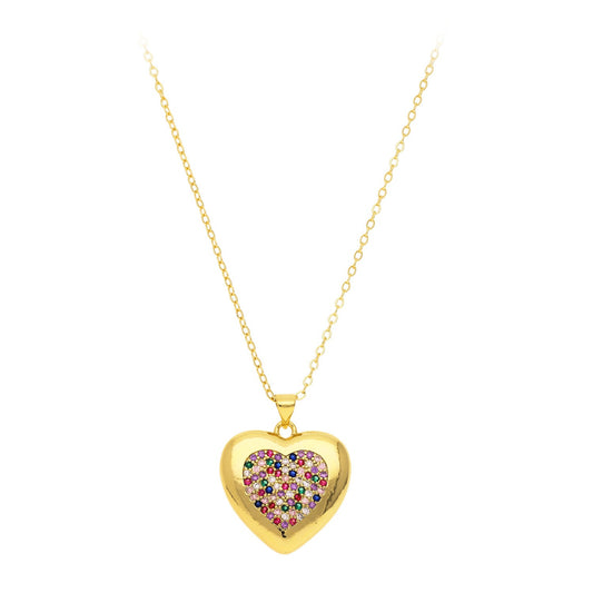 Collar Corazón Piedras Colores