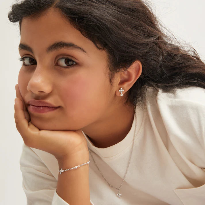 Pulsera Comunión Cruz y Perlas