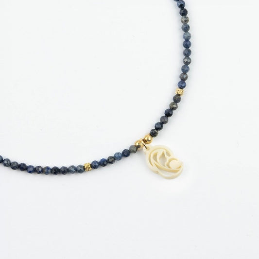 Collar Virgen Madre piedras azules