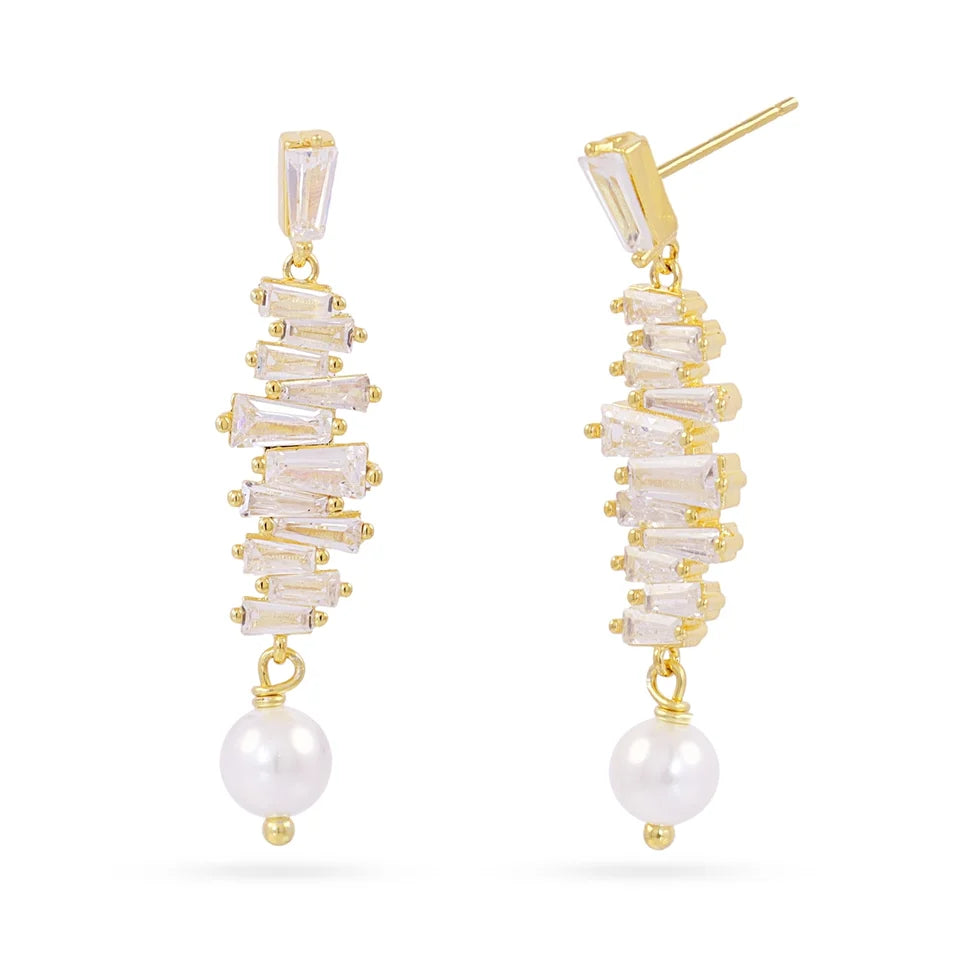 Pendientes perla y circonitas