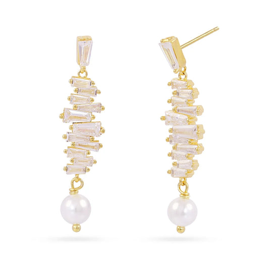 Pendientes perla y circonitas