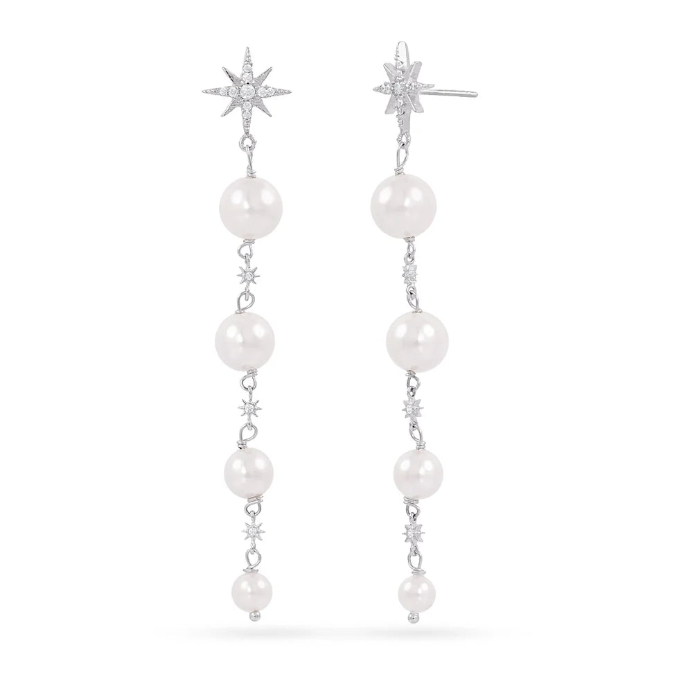 Pendientes estrellas y perlas