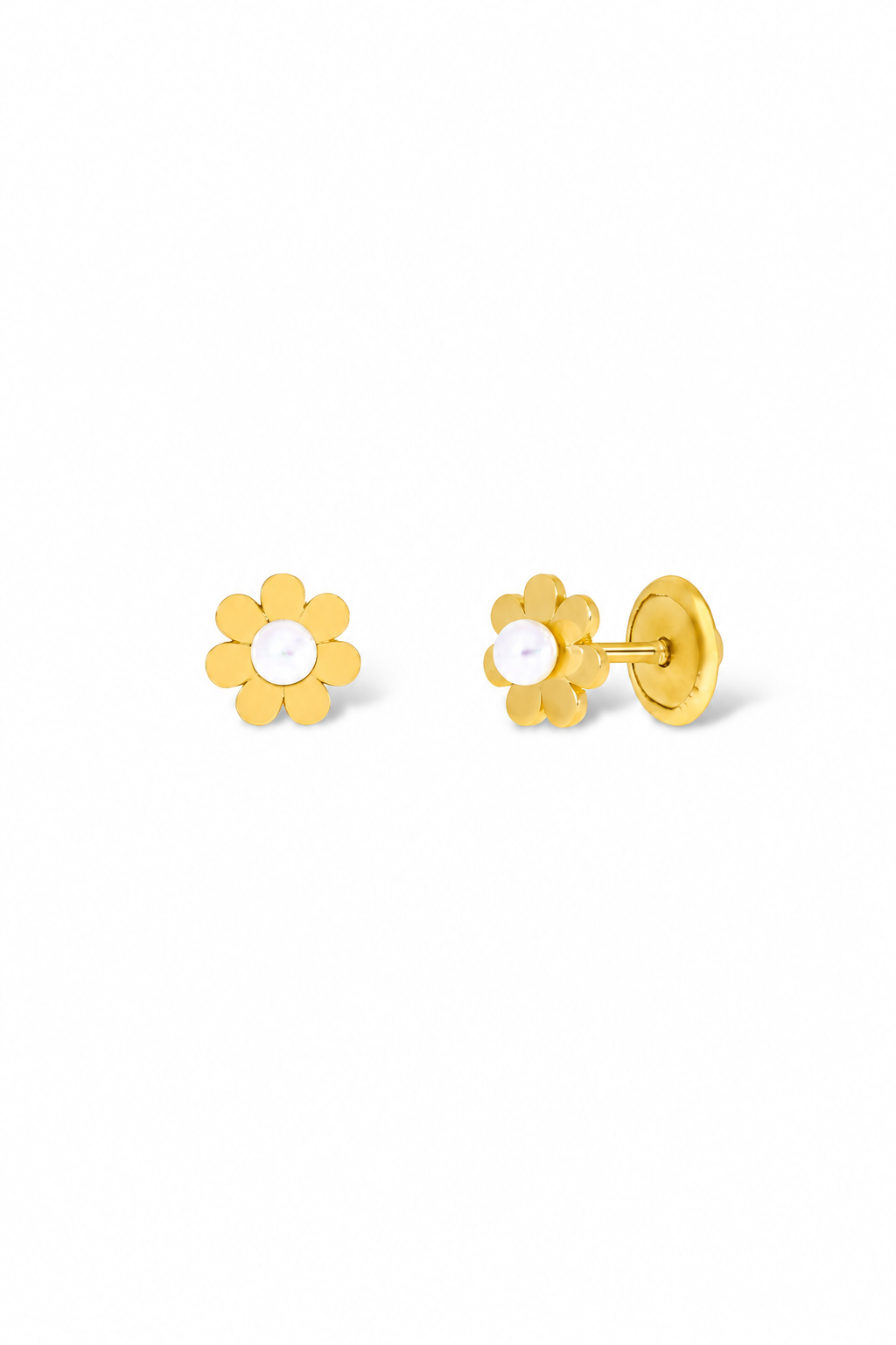 Pendientes flor con perla bebé