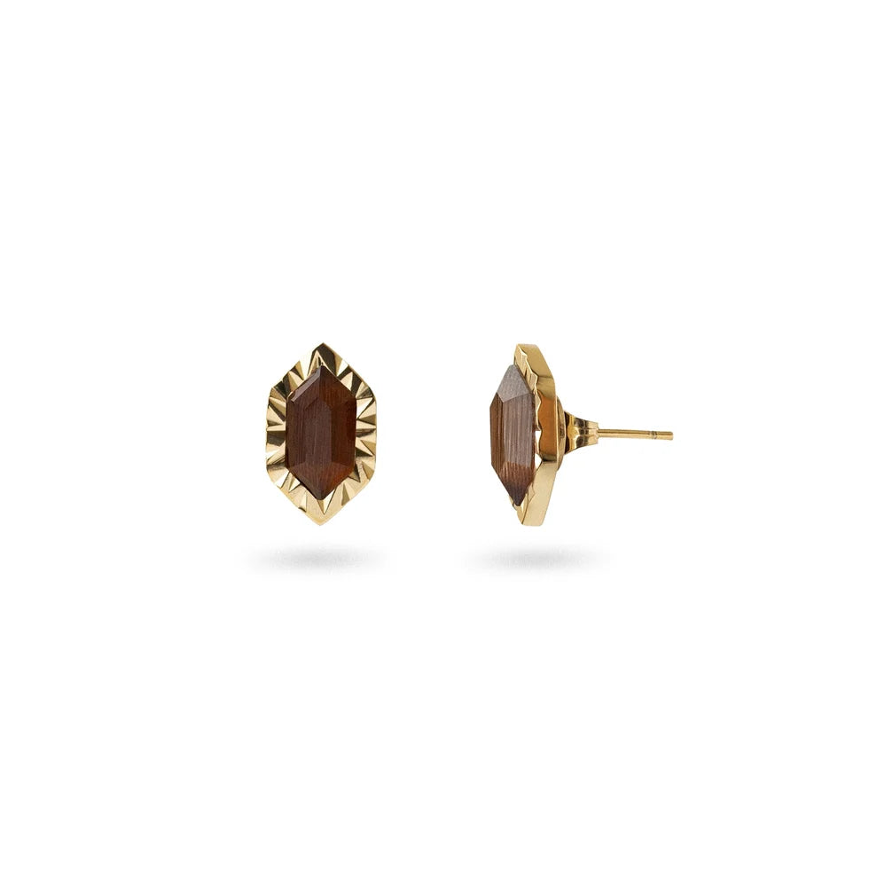 Pendientes botón marrón