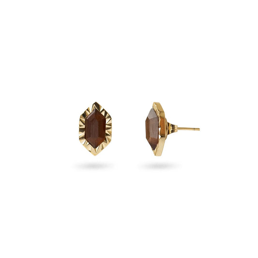 Pendientes botón marrón