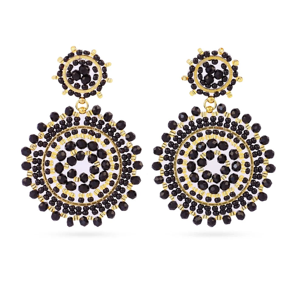 Pendientes piedras negras fiesta