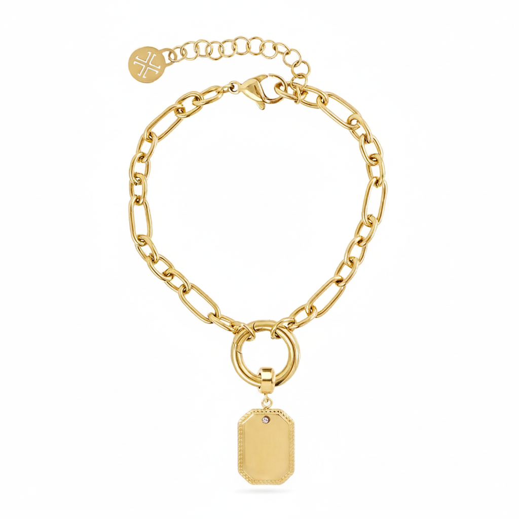 Charm medalla rectangular brillo