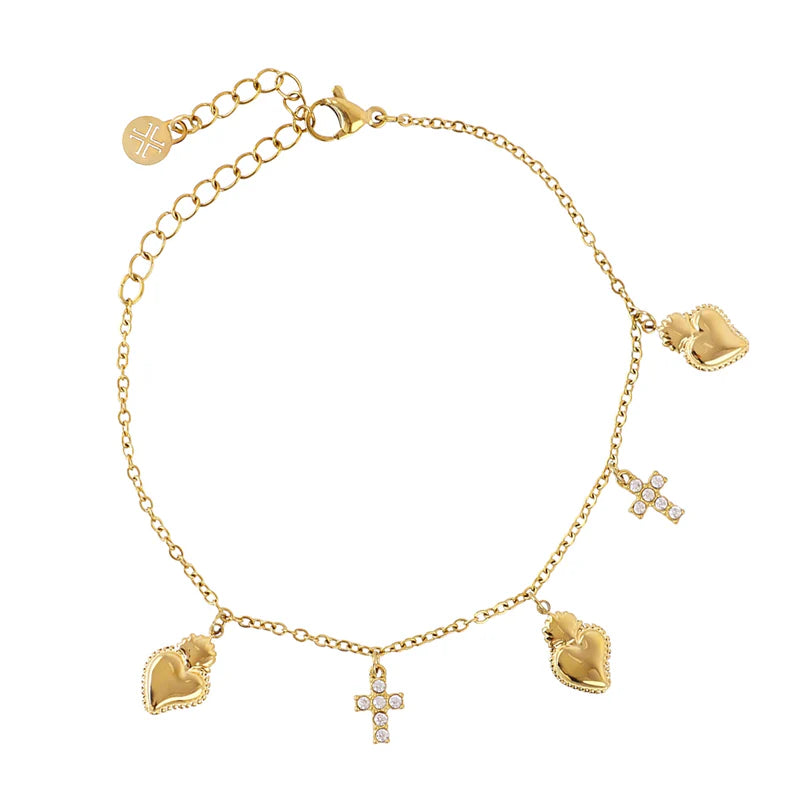 Pulsera Corazones y cruces