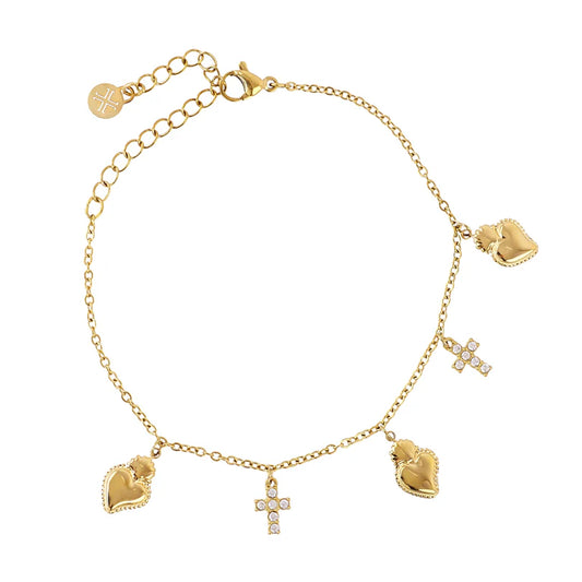 Pulsera Corazones y cruces