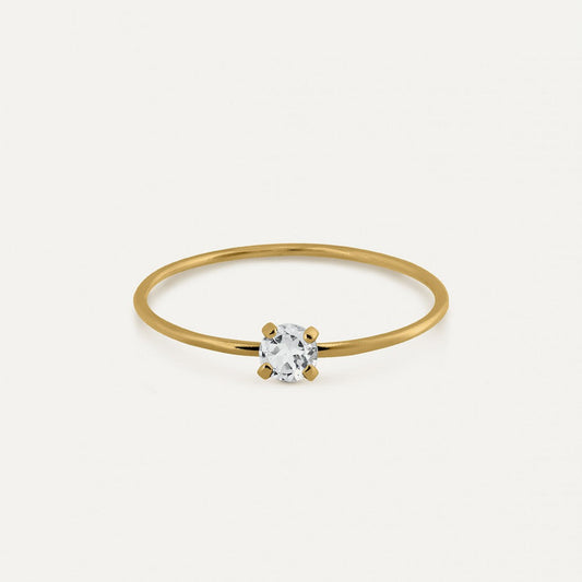 Anillo Solitario Piedra Blanca