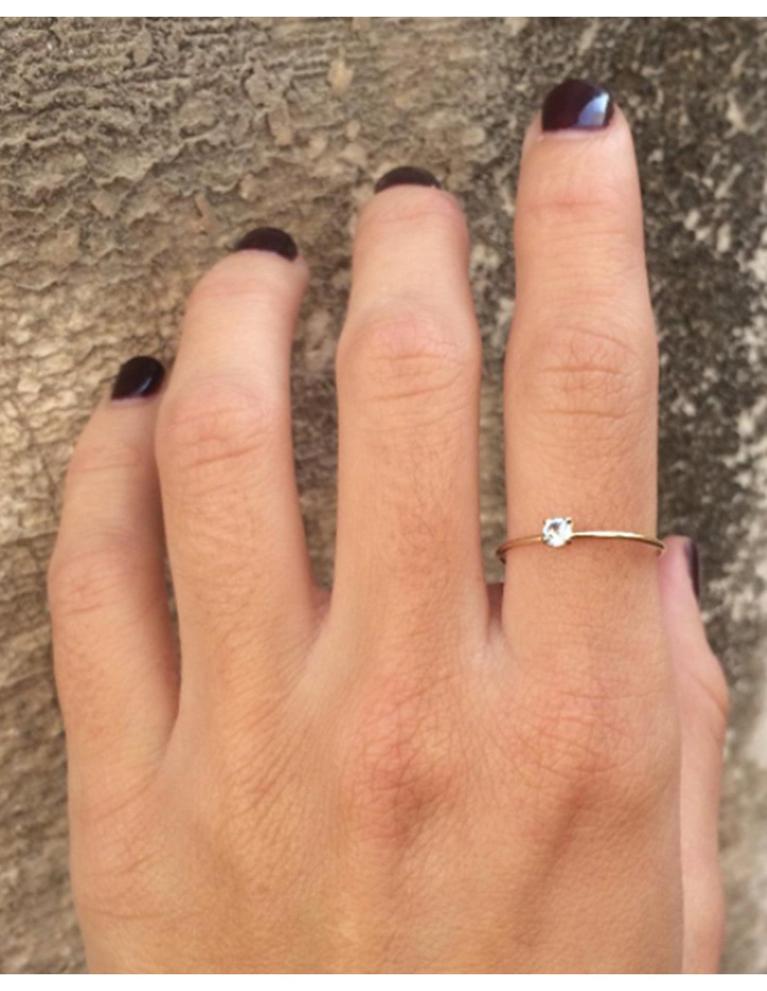 Anillo Solitario Piedra Blanca